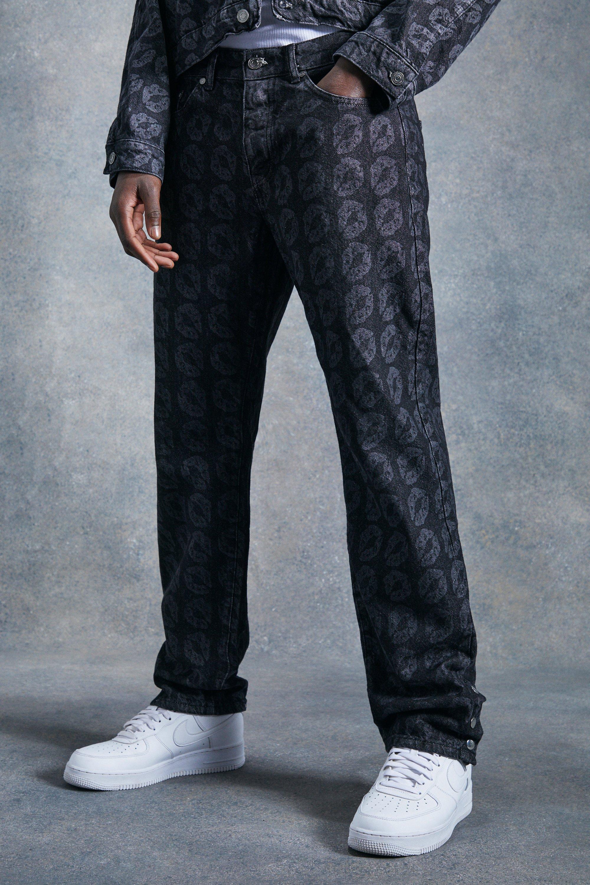 paisley design coating slacks black XL - スラックス